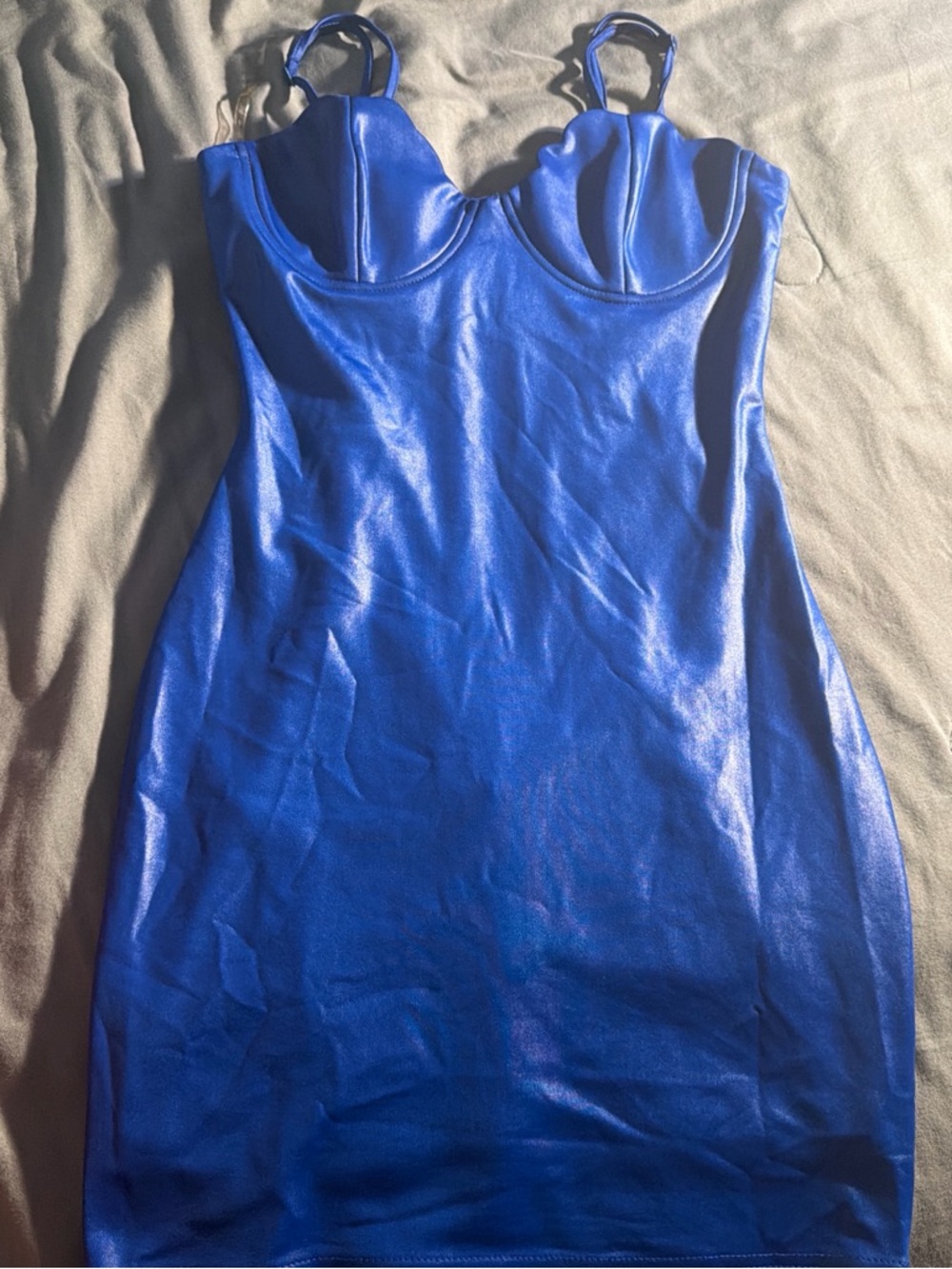 Blue Bodycon Mini Dress with Structured Bust